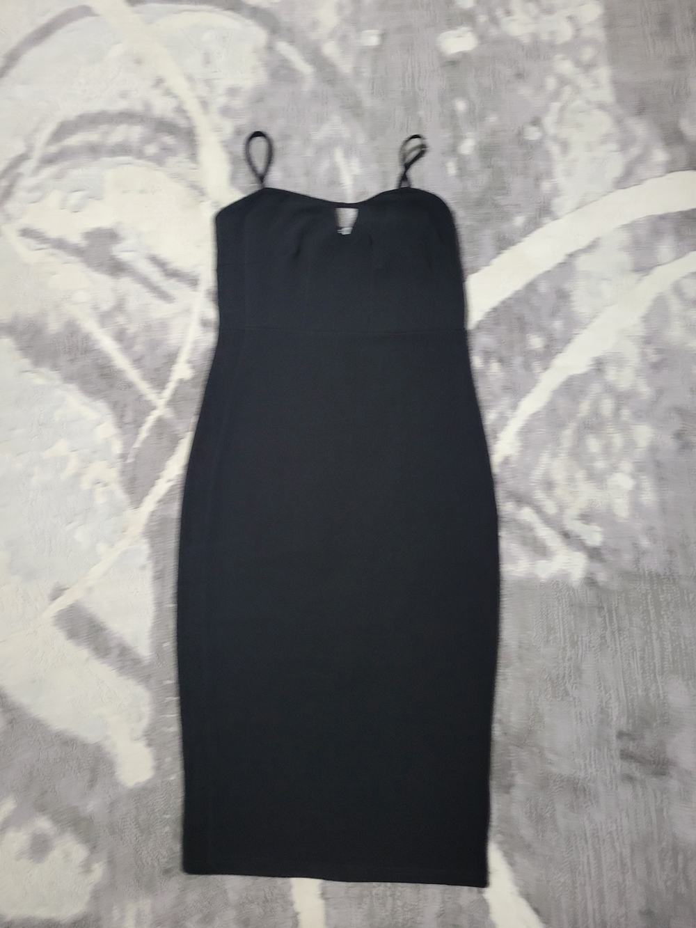 Boohoo Black Midi Bodycon Dress with Spaghetti Straps